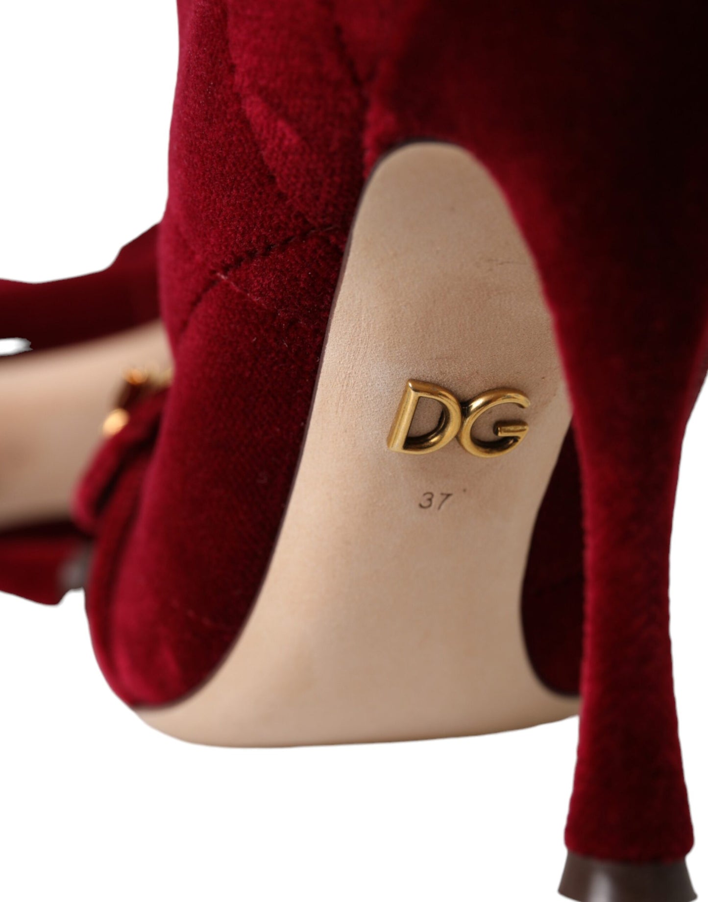 Черевики Dolce &amp; Gabbana Dark Red Velvet Devotion Buckle Boots