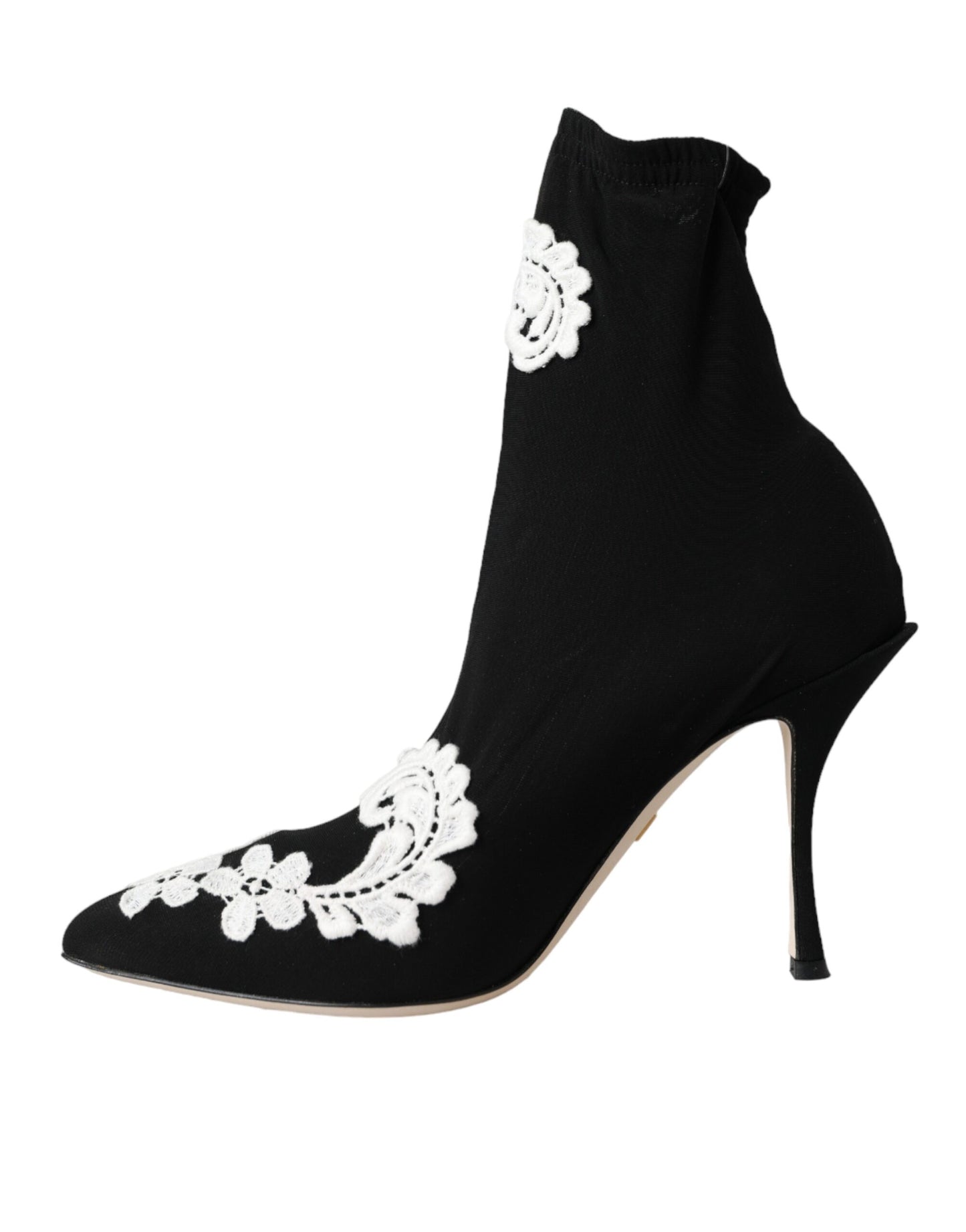 Dolce &amp; Gabbana Чорно-білі черевики з вишивкою