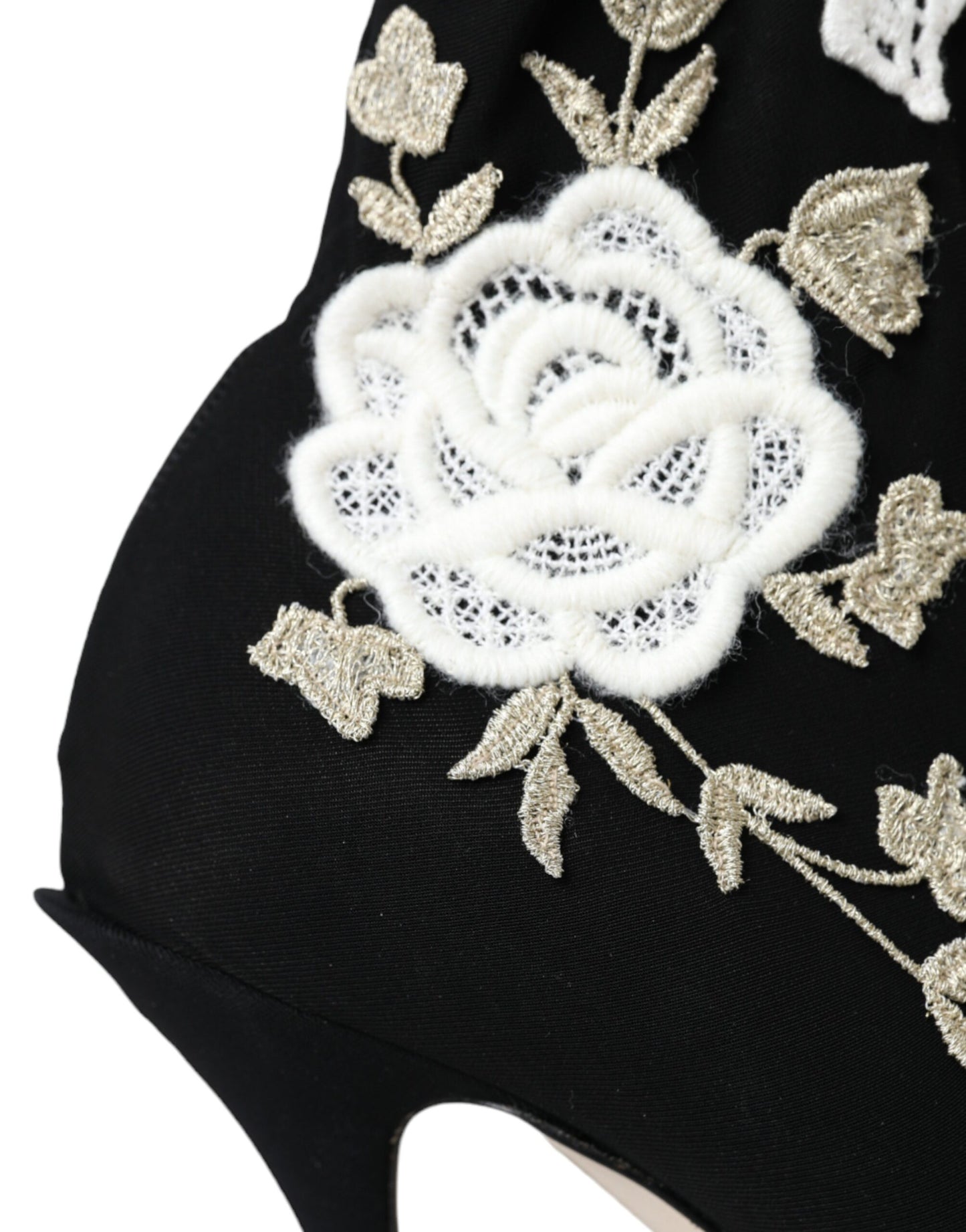 Dolce &amp; Gabbana Чорно-білі черевики з вишивкою