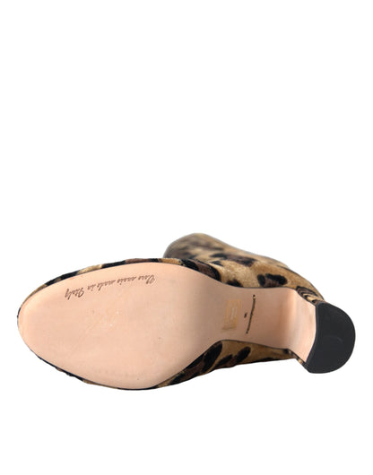 Взуття Dolce &amp; Gabbana Brown Giraffe Velvet Leather Boots