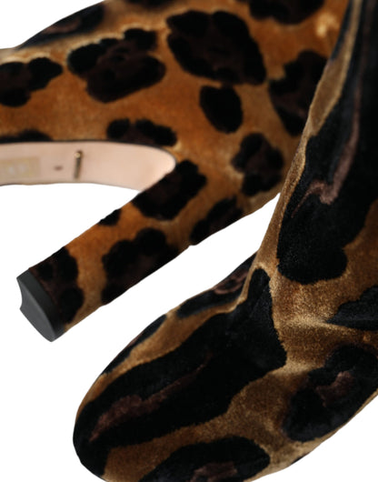 Взуття Dolce &amp; Gabbana Brown Giraffe Velvet Leather Boots