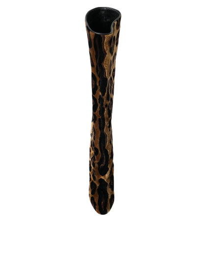 Взуття Dolce &amp; Gabbana Brown Giraffe Velvet Leather Boots