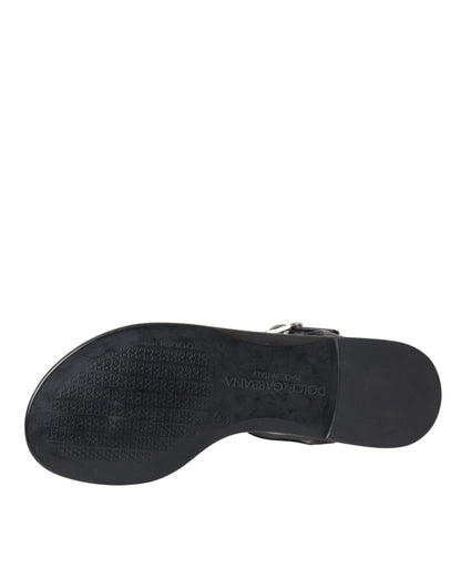 Dolce &amp; Gabbana Black Crystal Flats Сандалі В'єтнамки Взуття