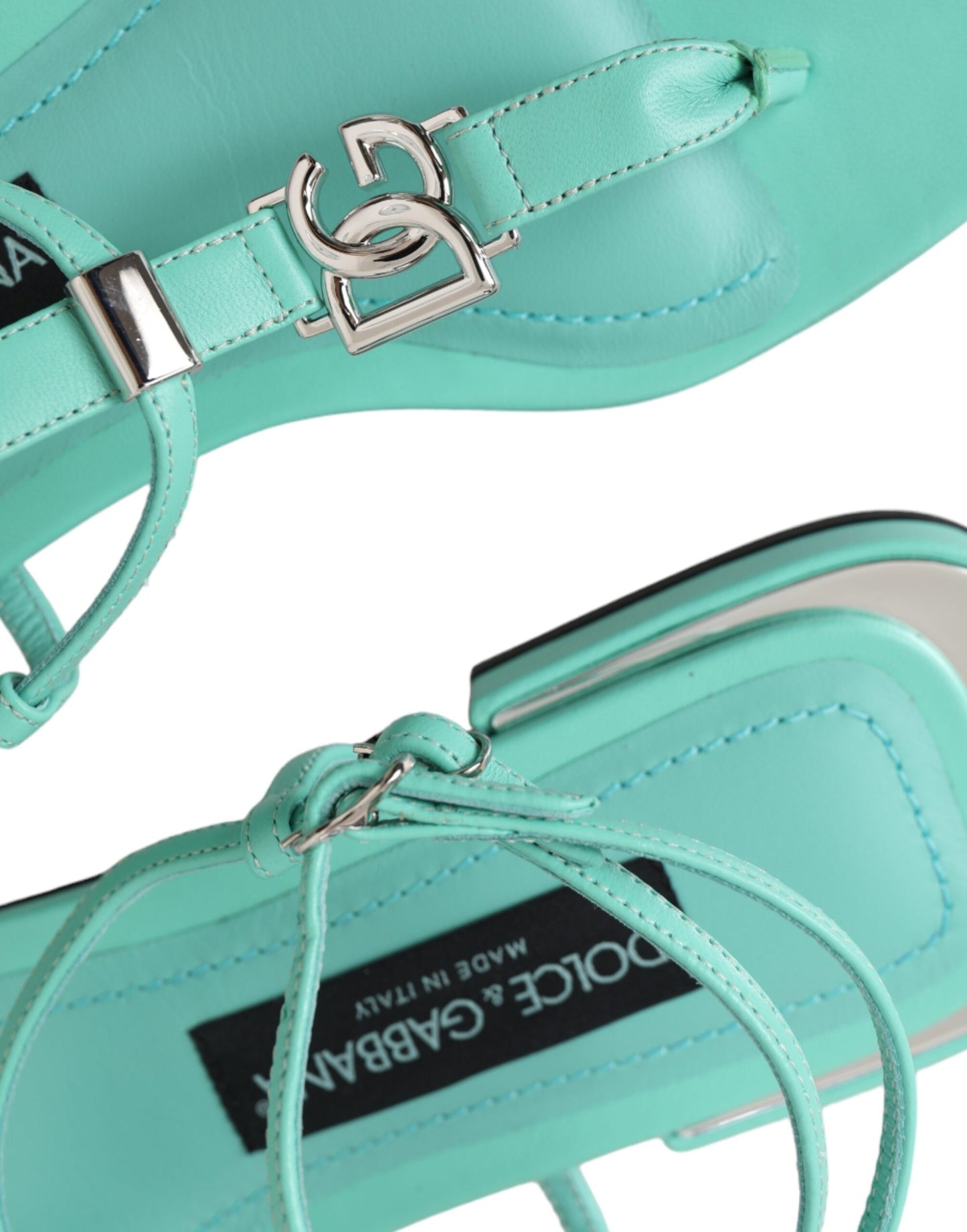 Босоніжки на плоскій підошві з шкіряним ремінцем Dolce &amp; Gabbana Aqua Green