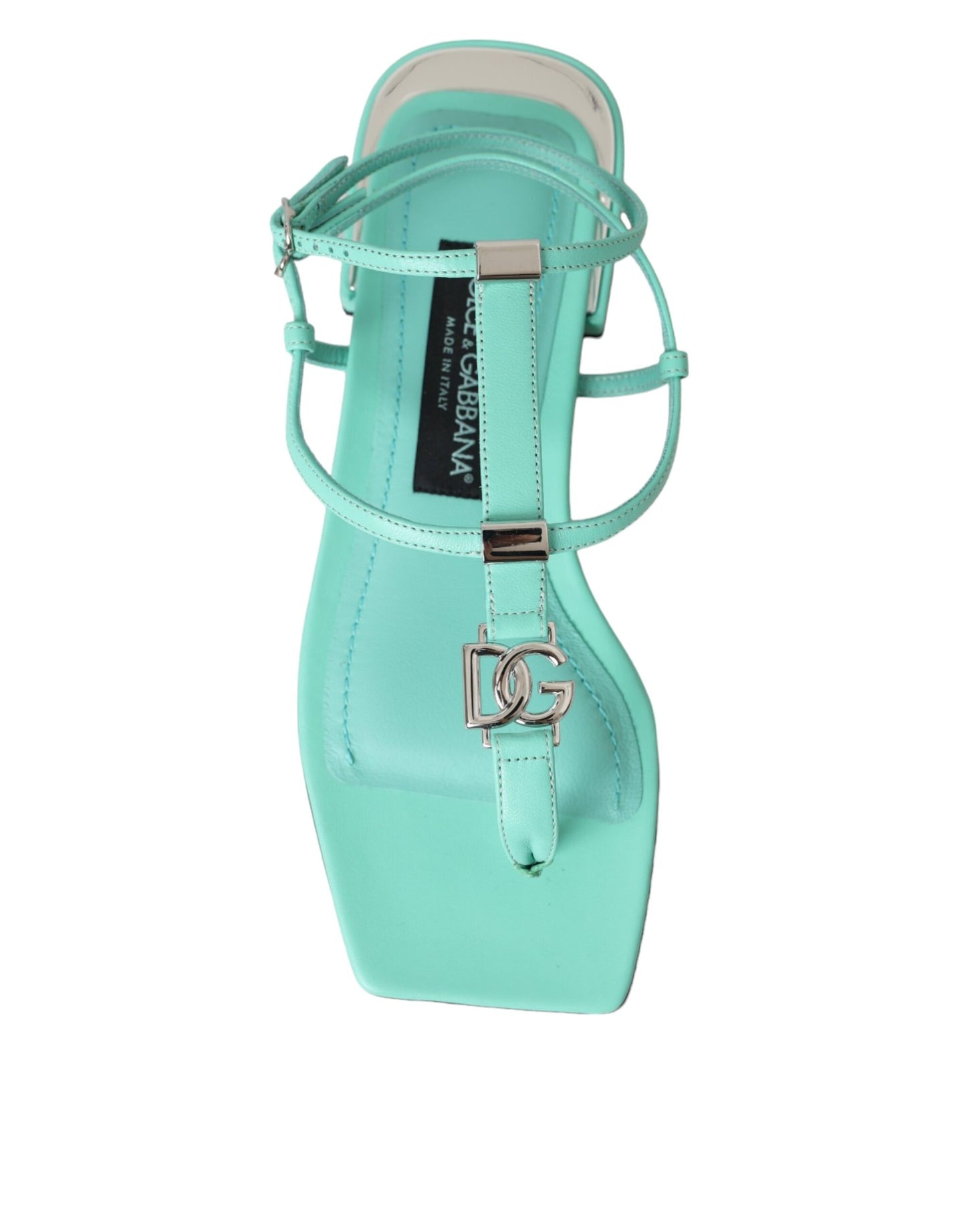 Босоніжки на плоскій підошві з шкіряним ремінцем Dolce &amp; Gabbana Aqua Green