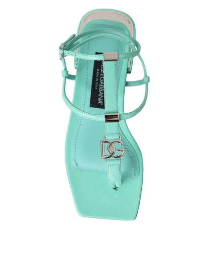 Босоніжки на плоскій підошві з шкіряним ремінцем Dolce &amp; Gabbana Aqua Green