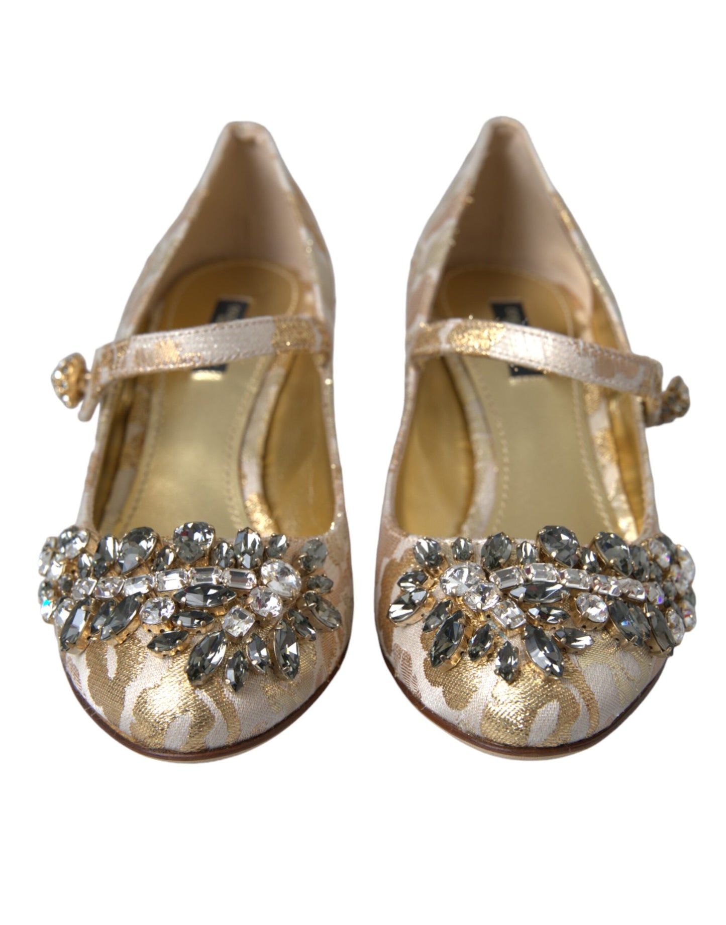 Туфлі-лодочки Dolce &amp; Gabbana із золотим жаккардом і кристалами Mary Janes
