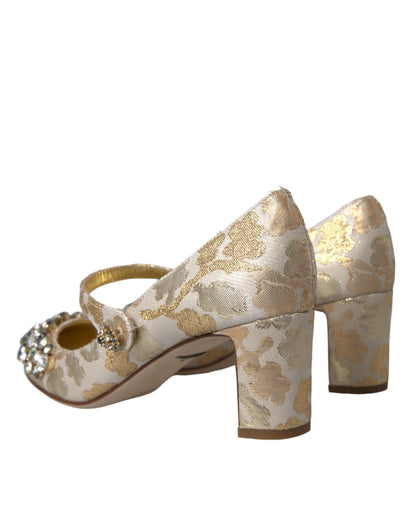 Туфлі-лодочки Dolce &amp; Gabbana із золотим жаккардом і кристалами Mary Janes