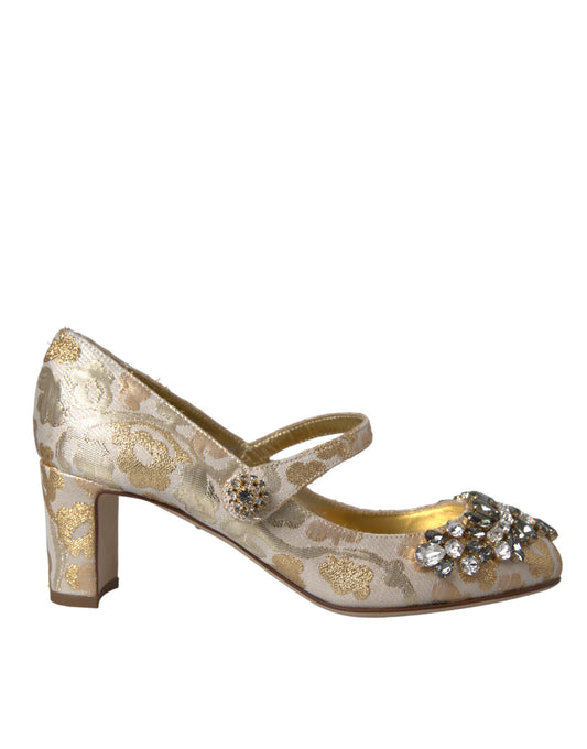 Туфлі-лодочки Dolce &amp; Gabbana із золотим жаккардом і кристалами Mary Janes