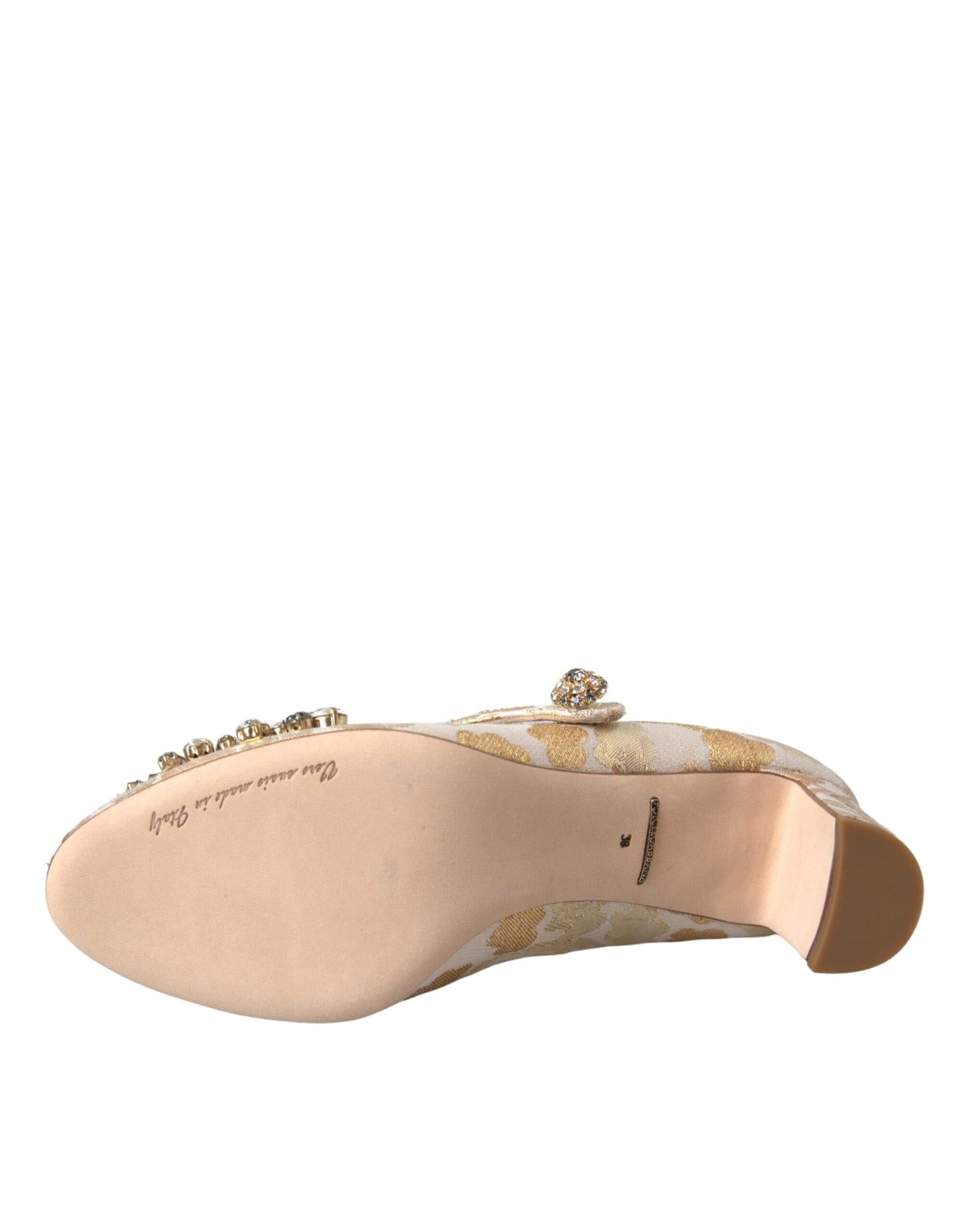 Туфлі-лодочки Dolce &amp; Gabbana із золотим жаккардом і кристалами Mary Janes