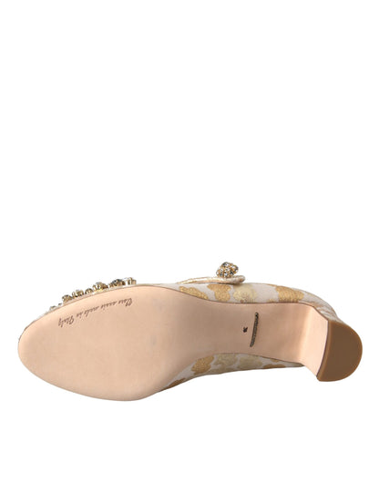 Туфлі-лодочки Dolce &amp; Gabbana із золотим жаккардом і кристалами Mary Janes