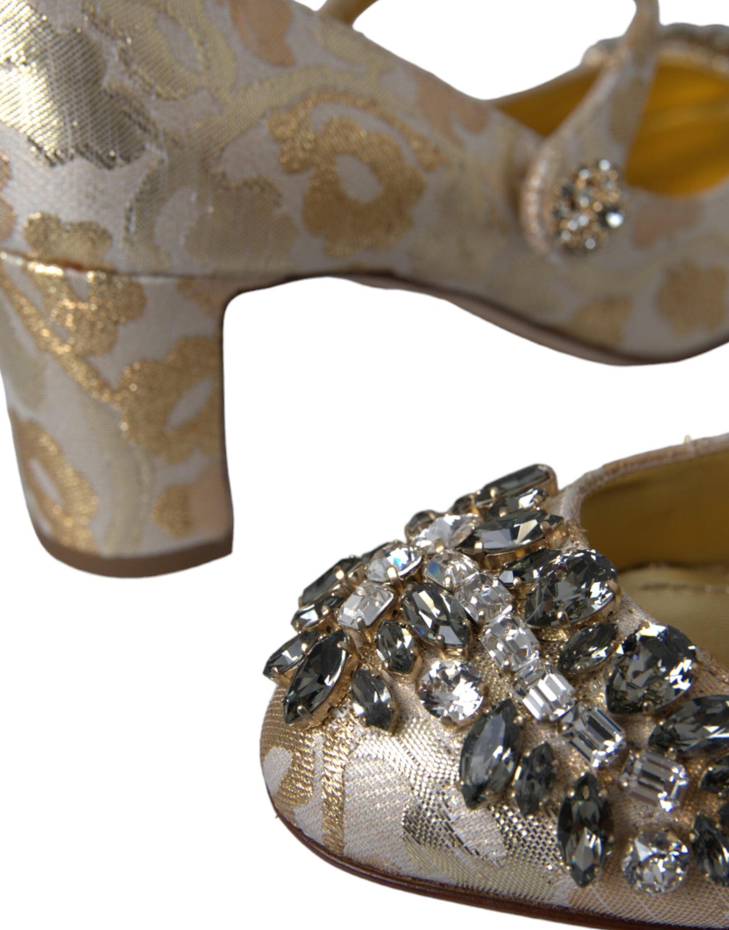 Туфлі-лодочки Dolce &amp; Gabbana із золотим жаккардом і кристалами Mary Janes