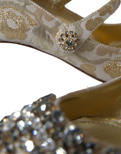 Туфлі-лодочки Dolce &amp; Gabbana із золотим жаккардом і кристалами Mary Janes