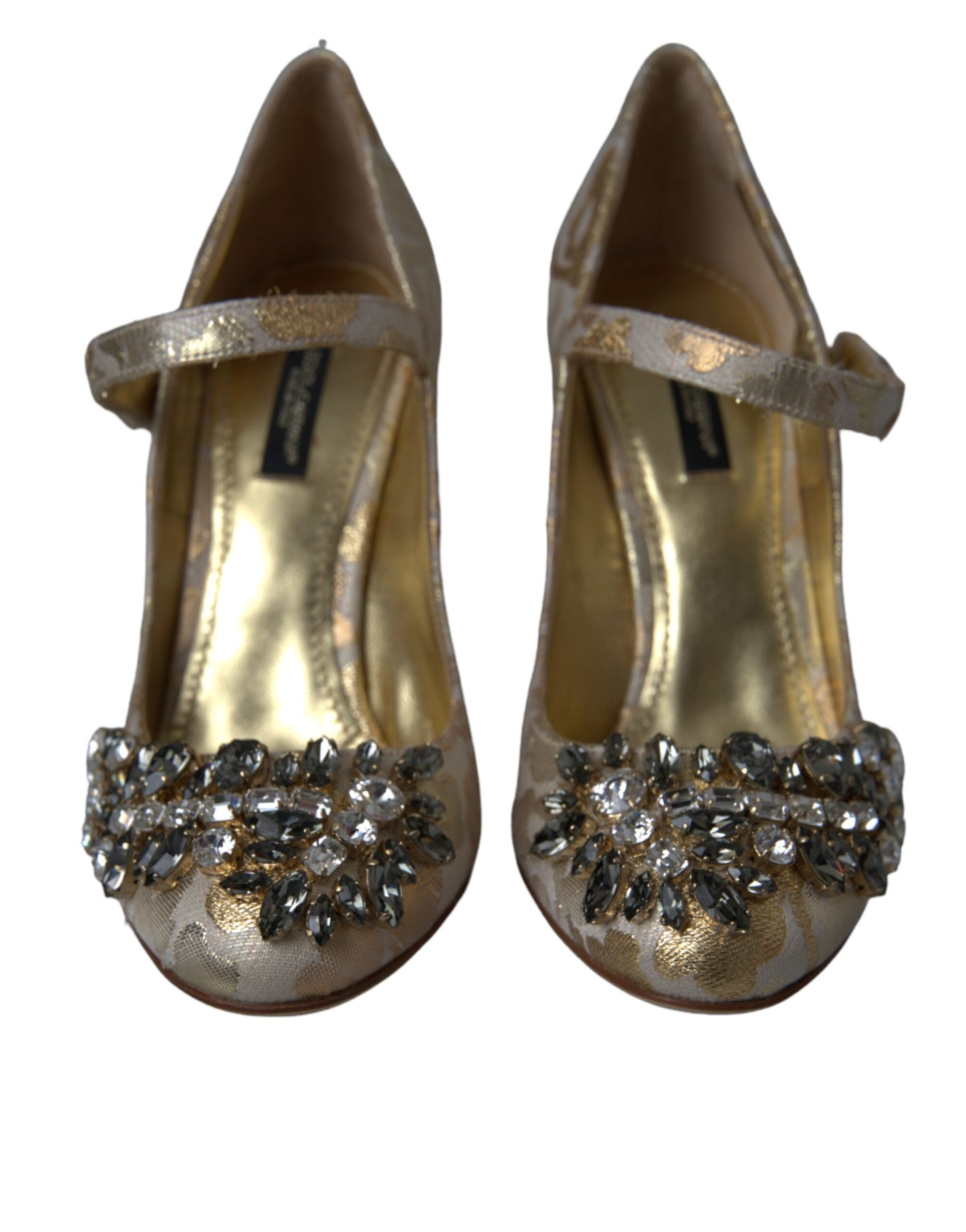 Туфлі-лодочки Dolce &amp; Gabbana із золотим жаккардом і кристалами Mary Janes