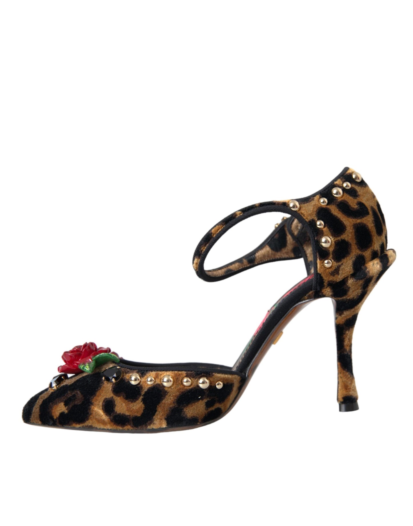 Коричневі туфлі-лодочки Dolce &amp; Gabbana з леопардовим квітковим кристалом Mary Janes