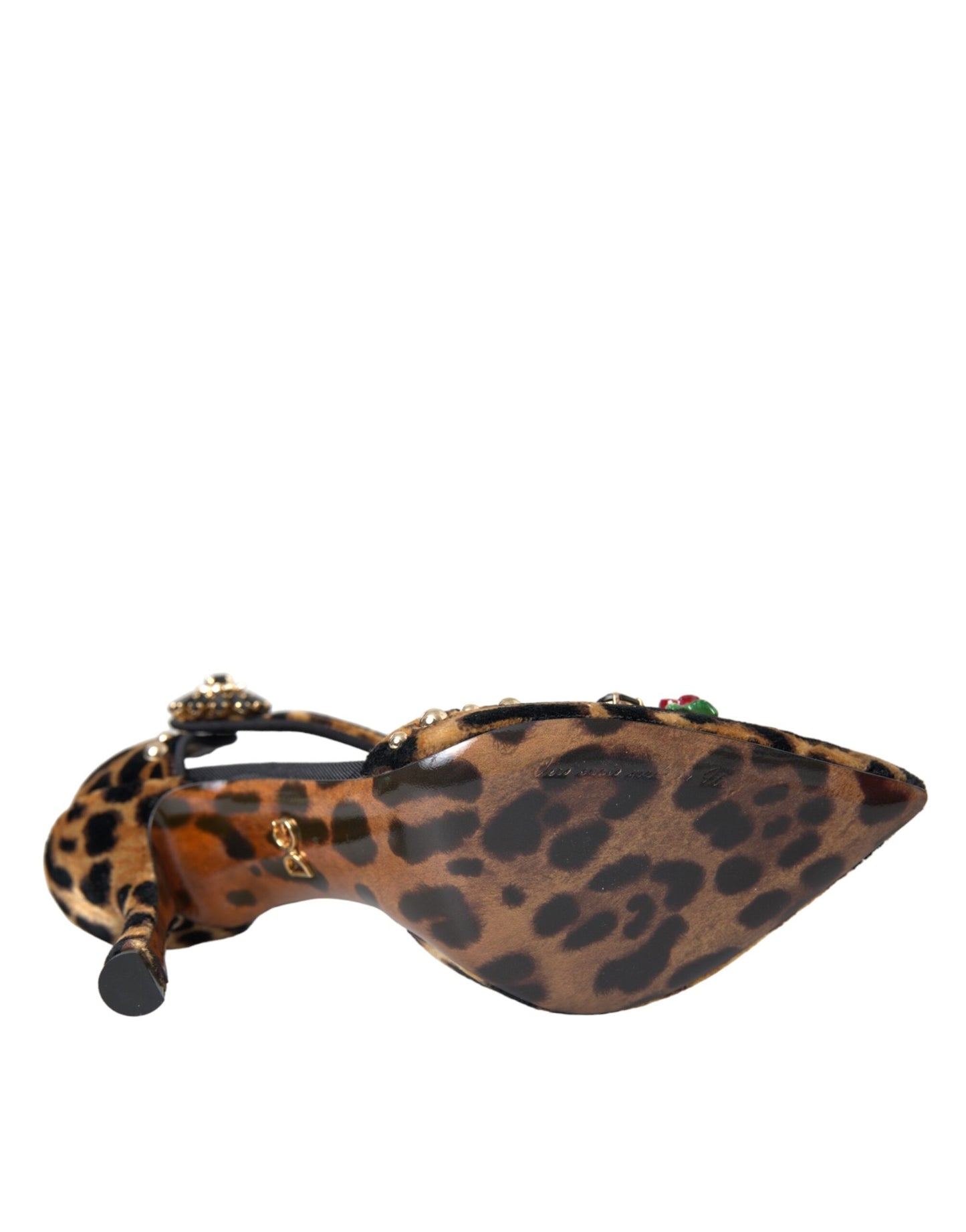 Коричневі туфлі-лодочки Dolce &amp; Gabbana з леопардовим квітковим кристалом Mary Janes