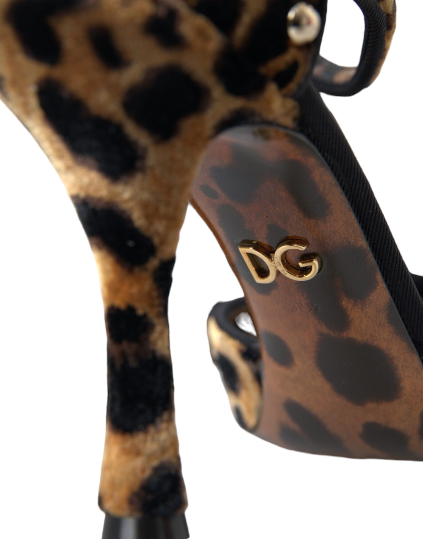 Коричневі туфлі-лодочки Dolce &amp; Gabbana з леопардовим квітковим кристалом Mary Janes