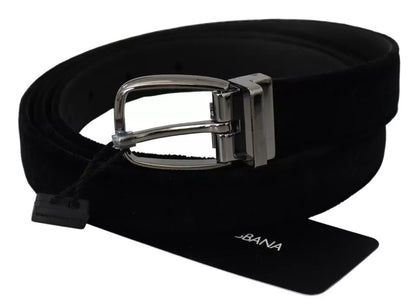 Чоловічий ремінь із металевою пряжкою Dolce &amp; Gabbana Black Velvet Silver