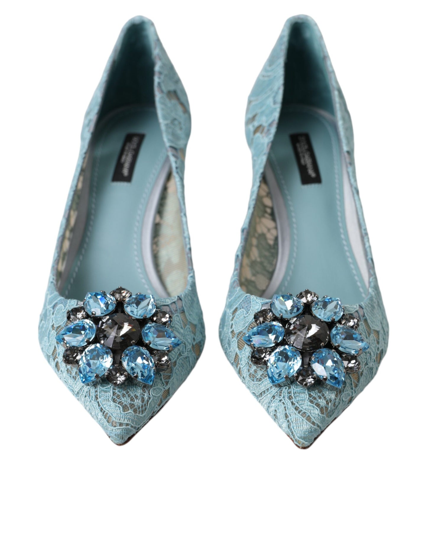 Туфлі-човники Dolce &amp; Gabbana Blue Taormina Lace Crystal Heel