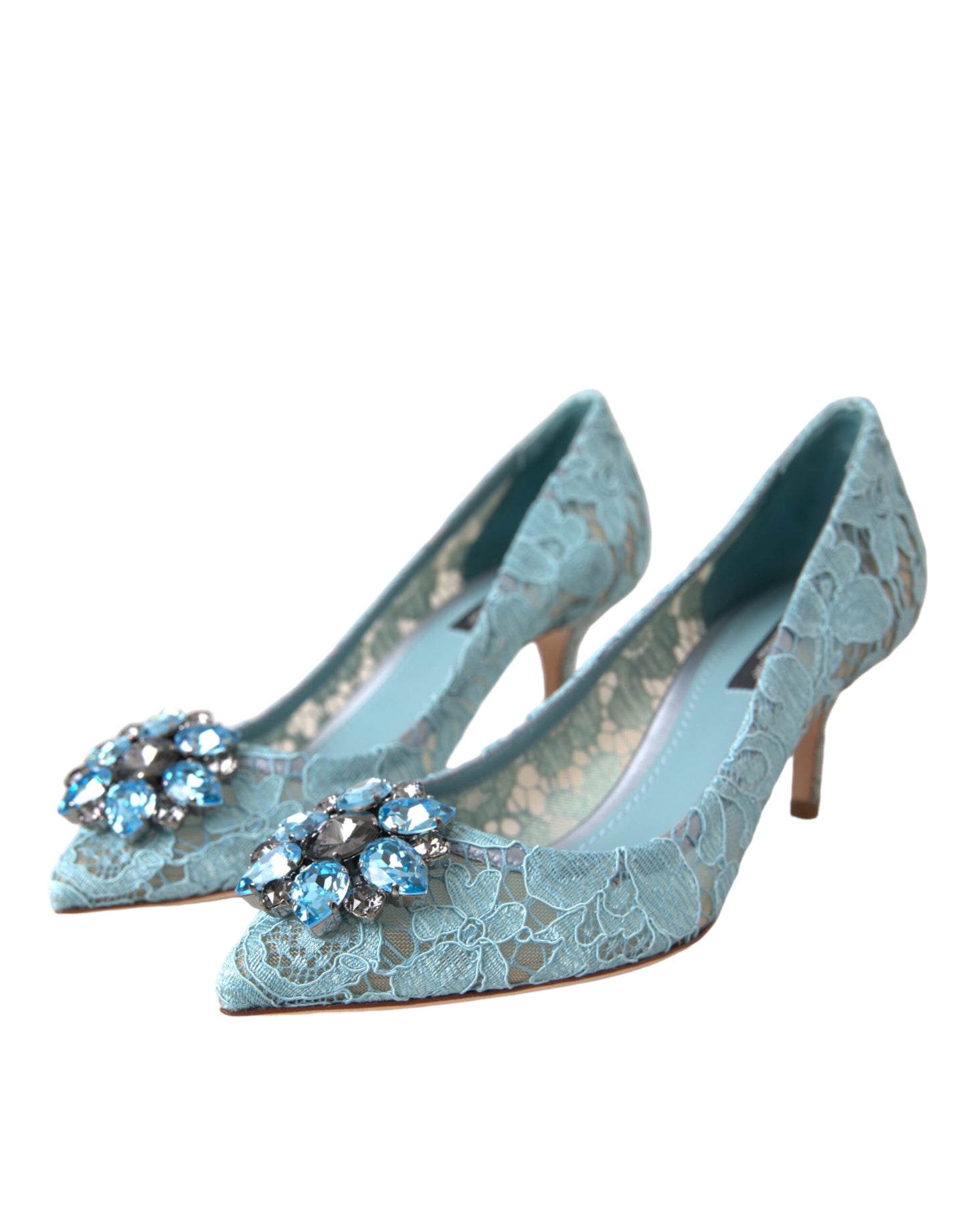 Туфлі-човники Dolce &amp; Gabbana Blue Taormina Lace Crystal Heel