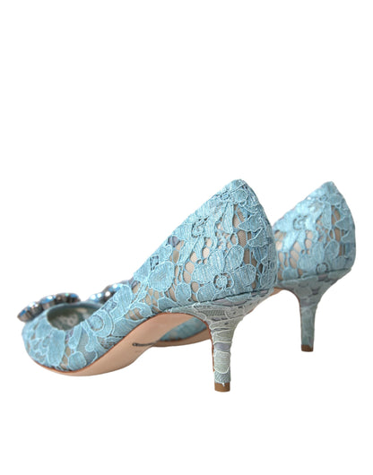 Туфлі-човники Dolce &amp; Gabbana Blue Taormina Lace Crystal Heel