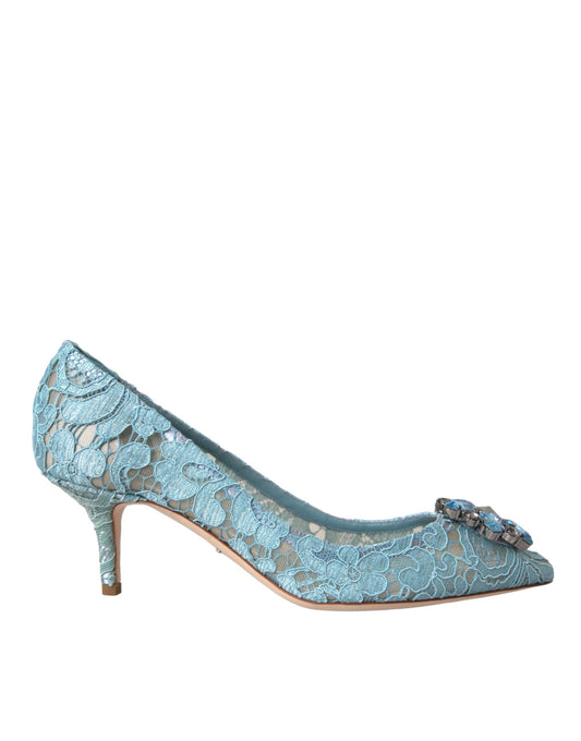 Туфлі-човники Dolce &amp; Gabbana Blue Taormina Lace Crystal Heel