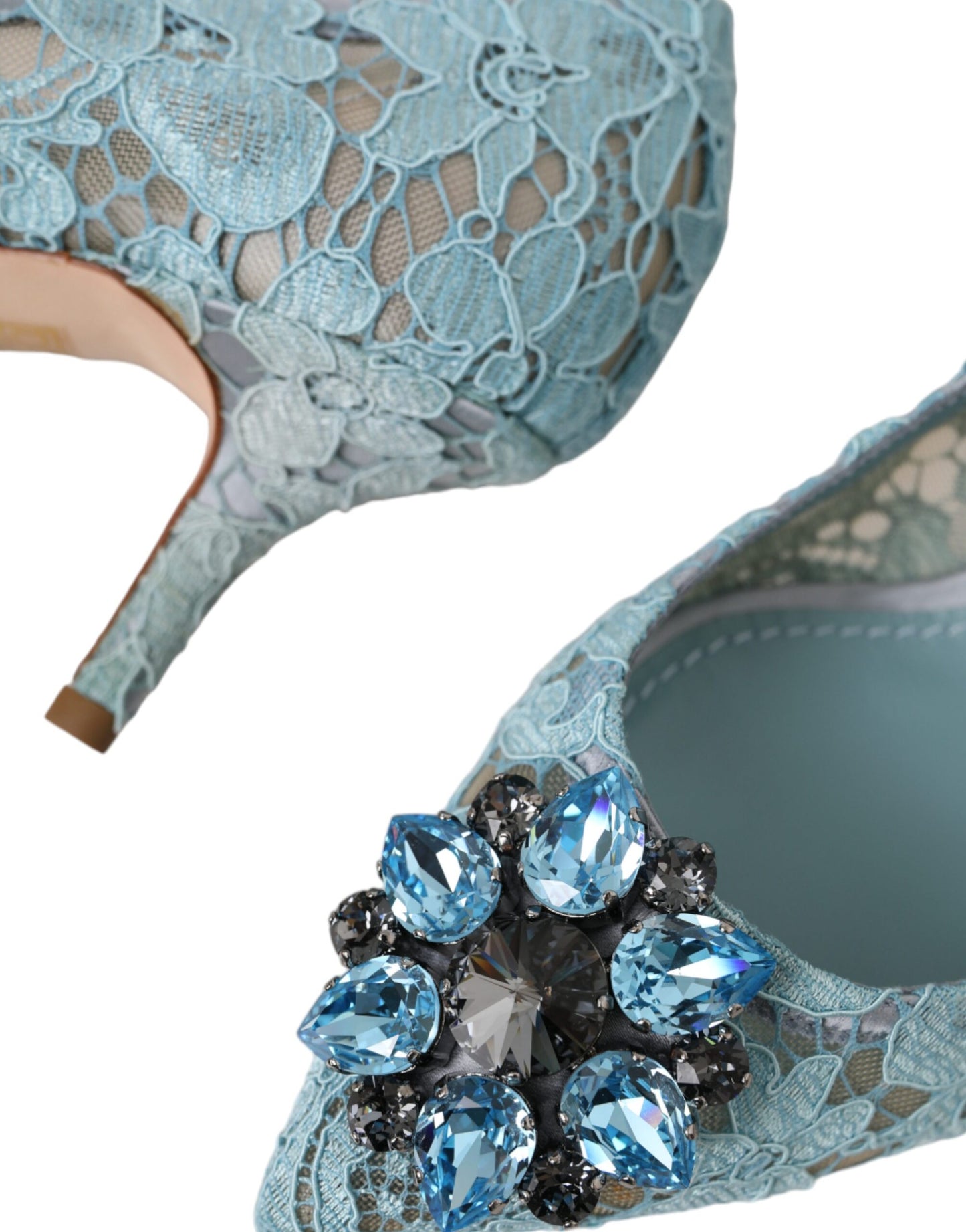 Туфлі-човники Dolce &amp; Gabbana Blue Taormina Lace Crystal Heel