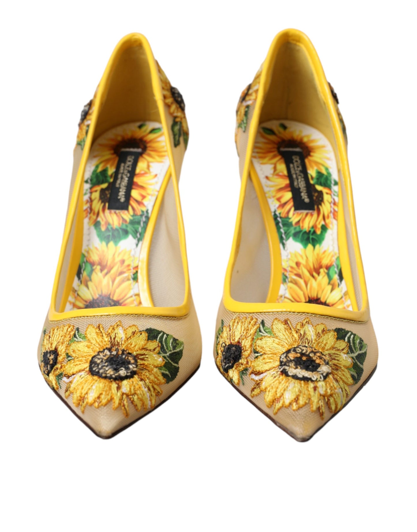 Туфлі-човники Dolce &amp; Gabbana Yellow Sunflower Mesh Heels