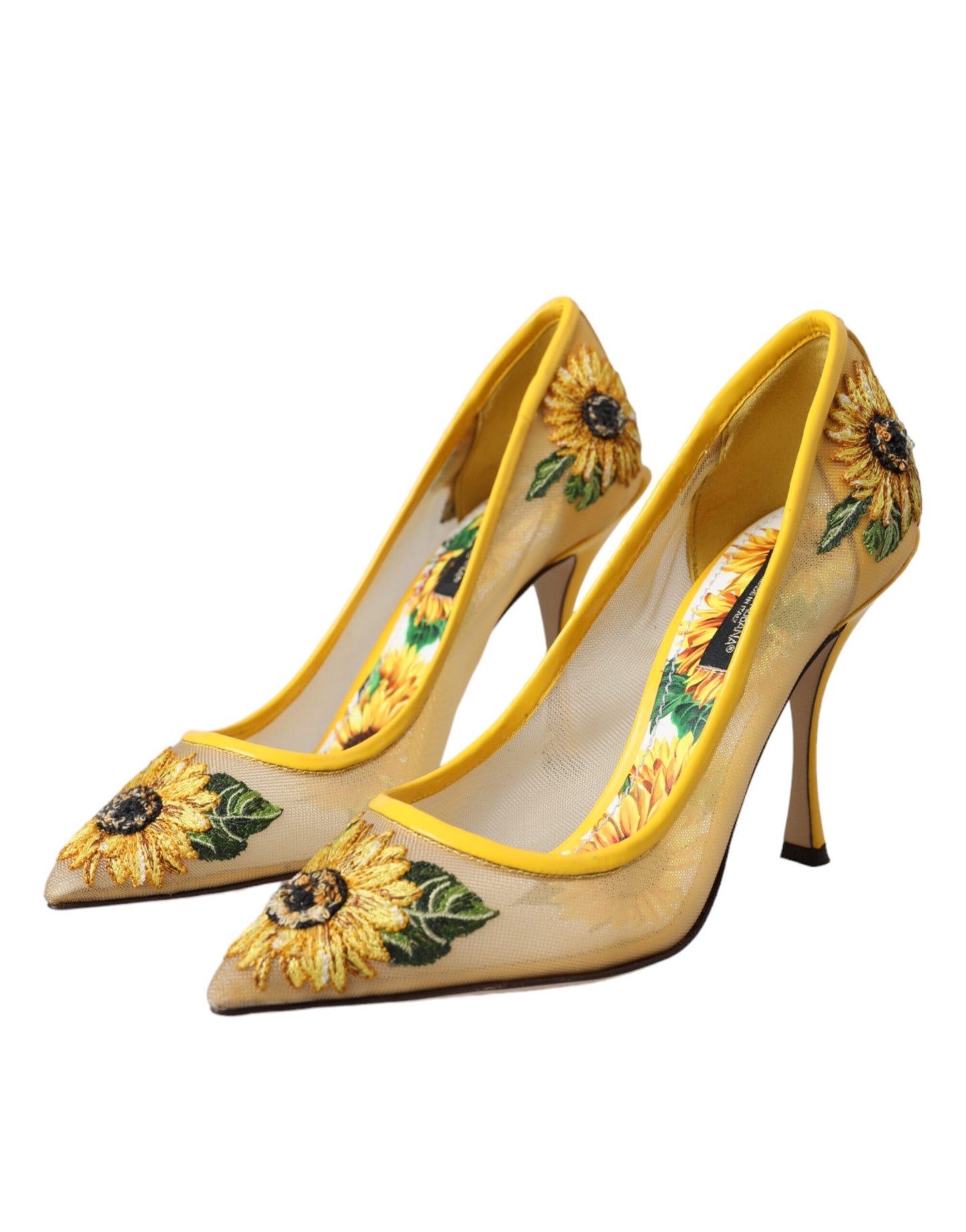 Туфлі-човники Dolce &amp; Gabbana Yellow Sunflower Mesh Heels