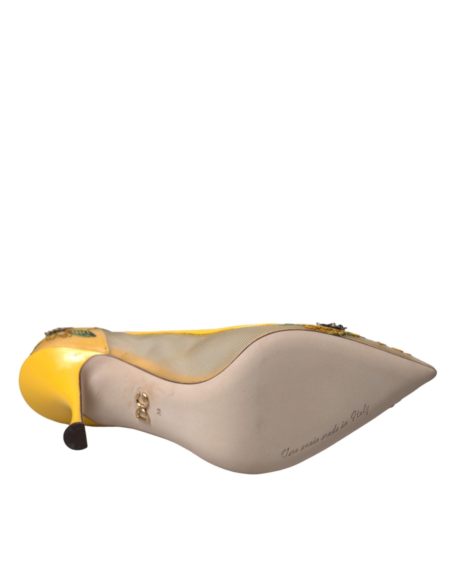Туфлі-човники Dolce &amp; Gabbana Yellow Sunflower Mesh Heels