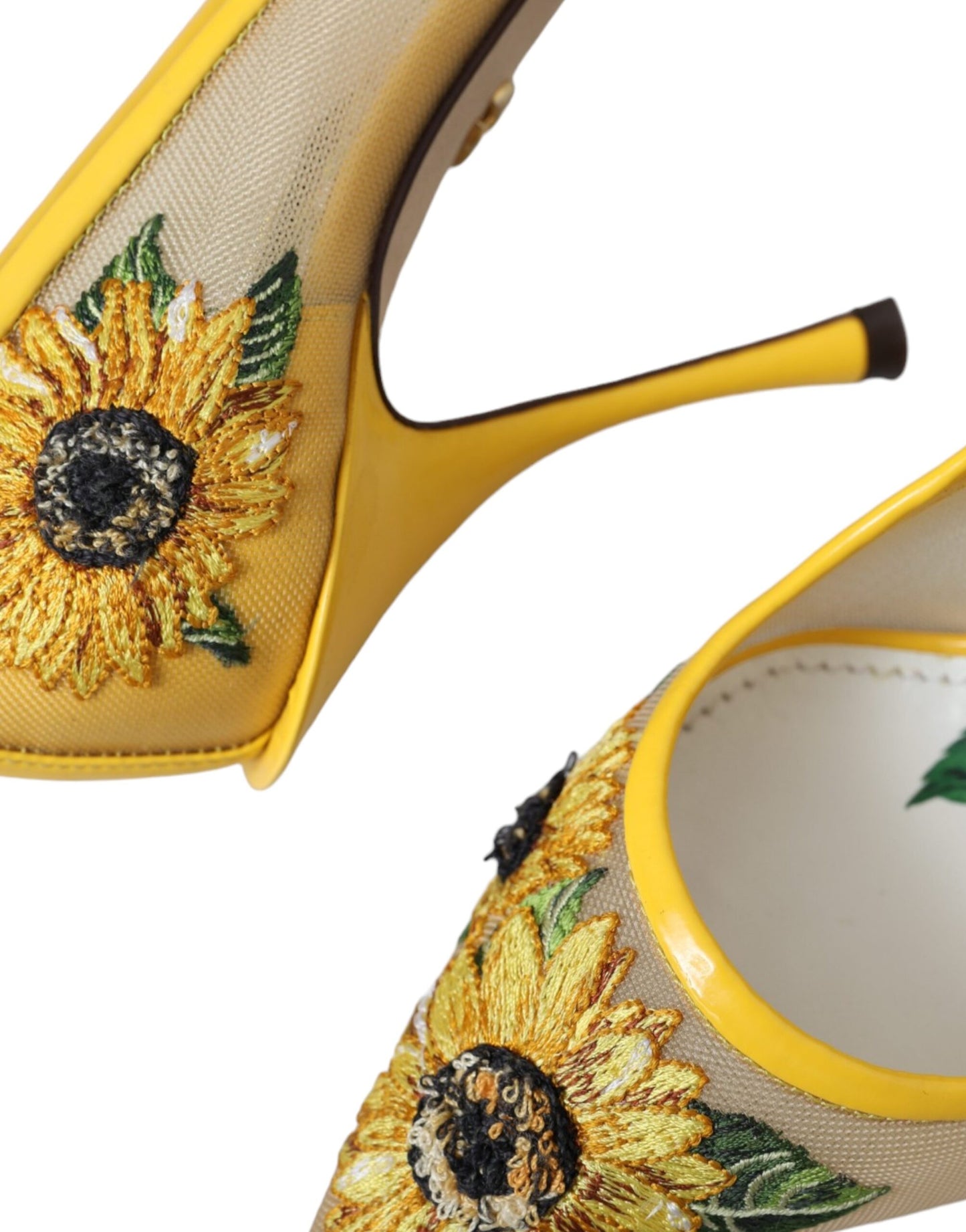 Туфлі-човники Dolce &amp; Gabbana Yellow Sunflower Mesh Heels