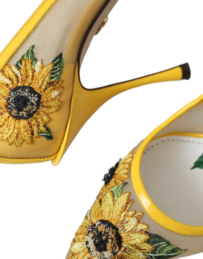 Туфлі-човники Dolce &amp; Gabbana Yellow Sunflower Mesh Heels