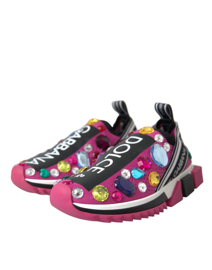 Кросівки Dolce &amp; Gabbana Pink Sorrento Crystals Sneakers