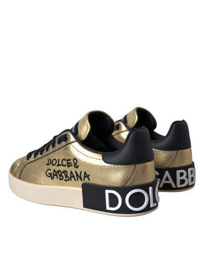 Жіноче взуття Dolce &amp; Gabbana Gold Portofino з телячої шкіри