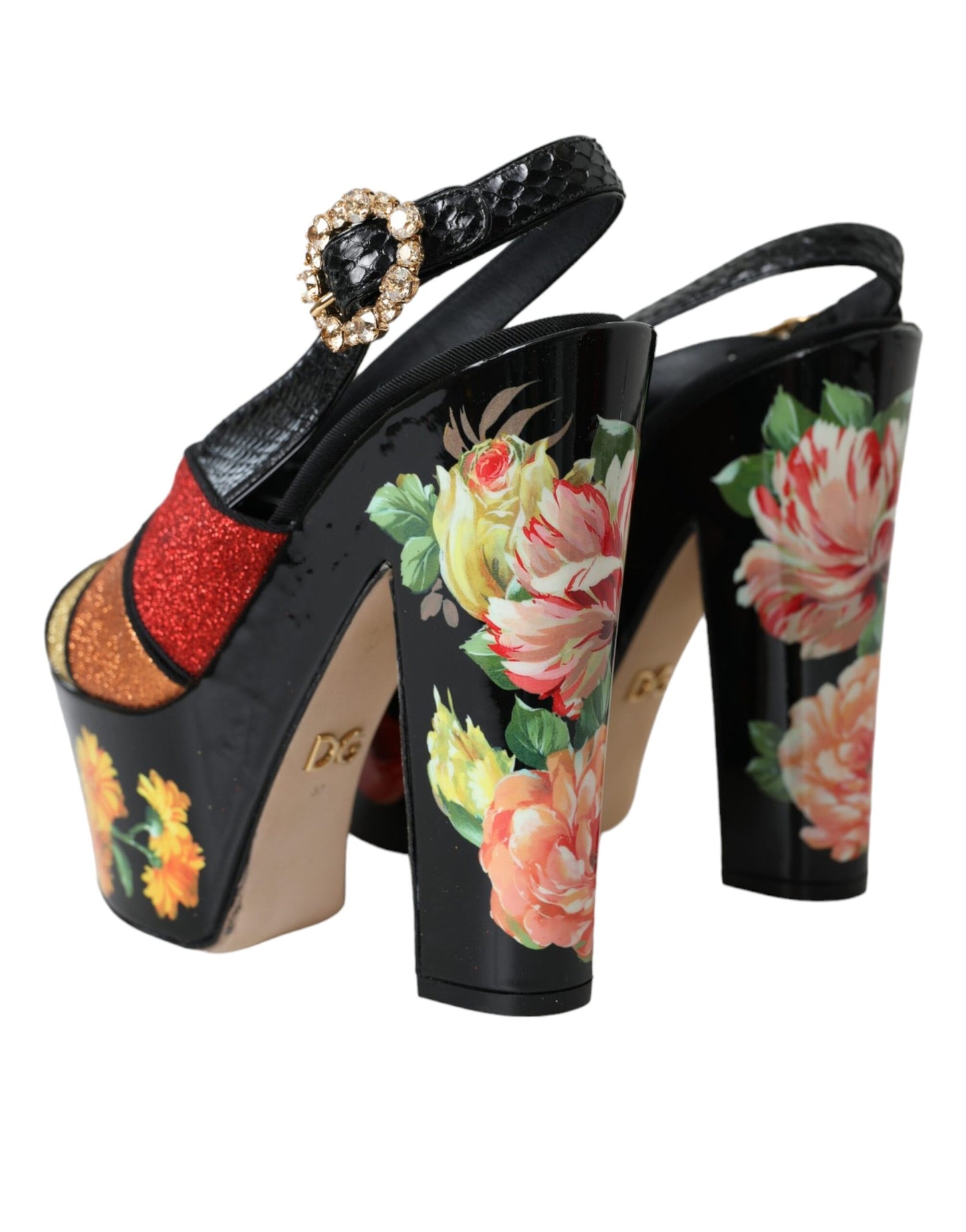 Багатобарвні босоніжки на платформі з квітковим кристалом Dolce &amp; Gabbana