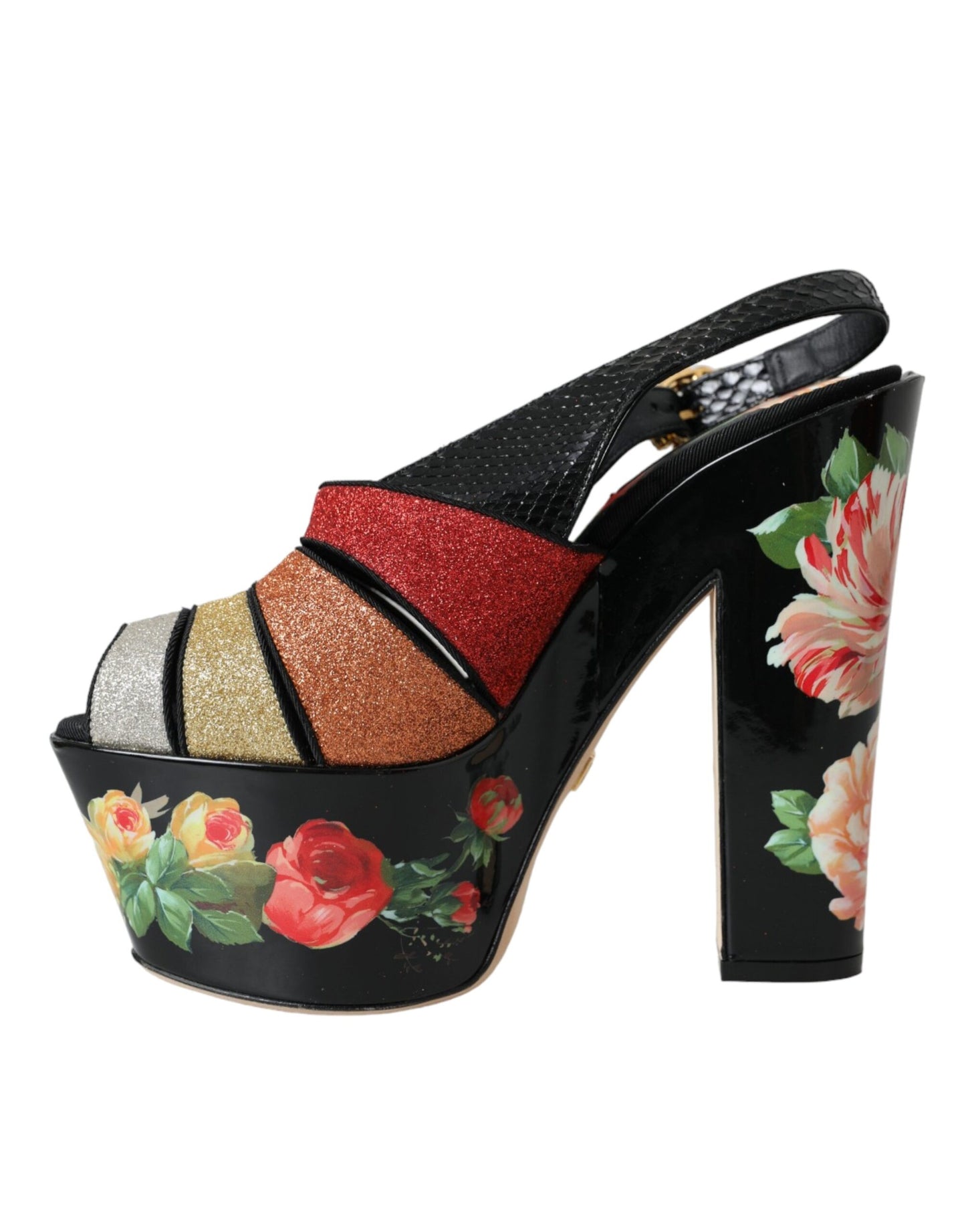 Багатобарвні босоніжки на платформі з квітковим кристалом Dolce &amp; Gabbana