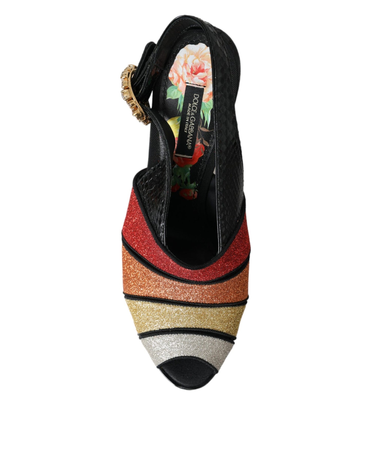 Багатобарвні босоніжки на платформі з квітковим кристалом Dolce &amp; Gabbana