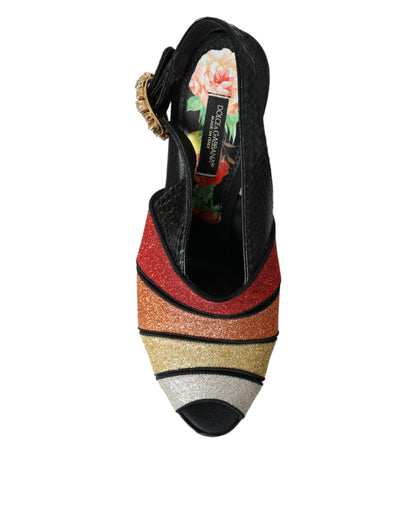 Багатобарвні босоніжки на платформі з квітковим кристалом Dolce &amp; Gabbana