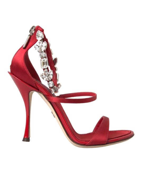 Dolce &amp; Gabbana Red Keira Satin Crystals Сандалі Туфлі на підборах