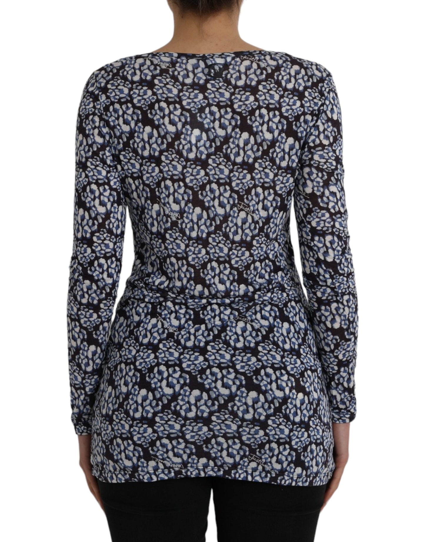 Нижня білизняна блуза Just Cavalli Blue з квітковим мереживом і довгими рукавами