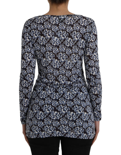 Нижня білизняна блуза Just Cavalli Blue з квітковим мереживом і довгими рукавами