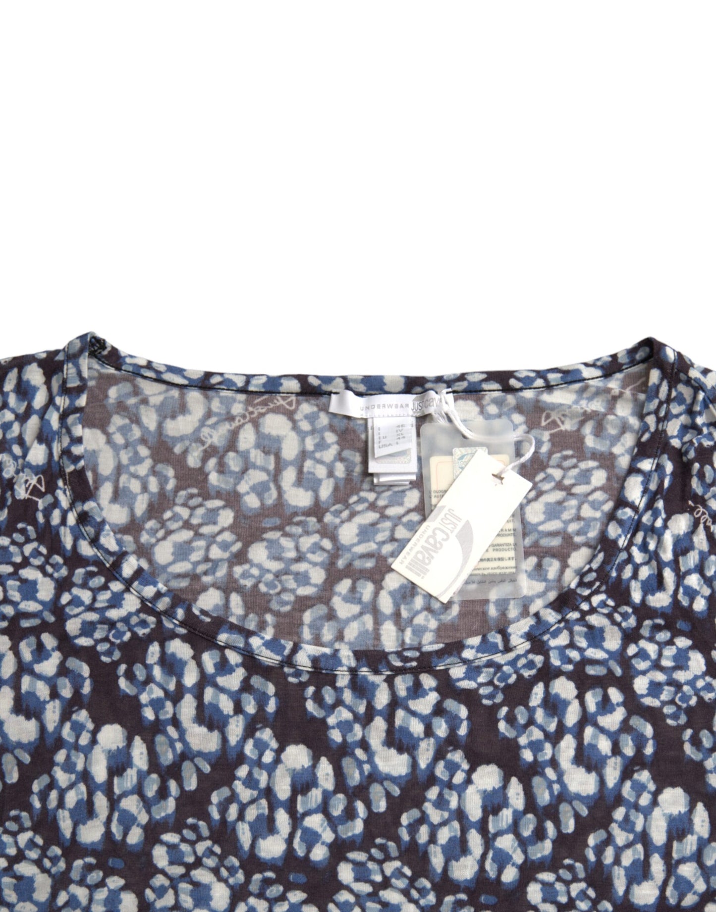 Нижня білизняна блуза Just Cavalli Blue з квітковим мереживом і довгими рукавами