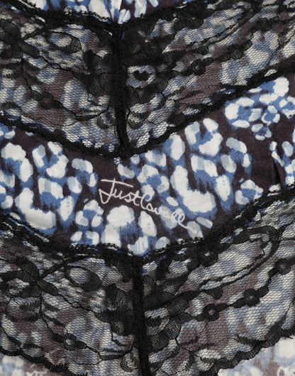 Нижня білизняна блуза Just Cavalli Blue з квітковим мереживом і довгими рукавами