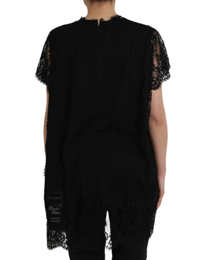 Бавовняна мереживна футболка Dolce &amp; Gabbana Black Sacred Heart