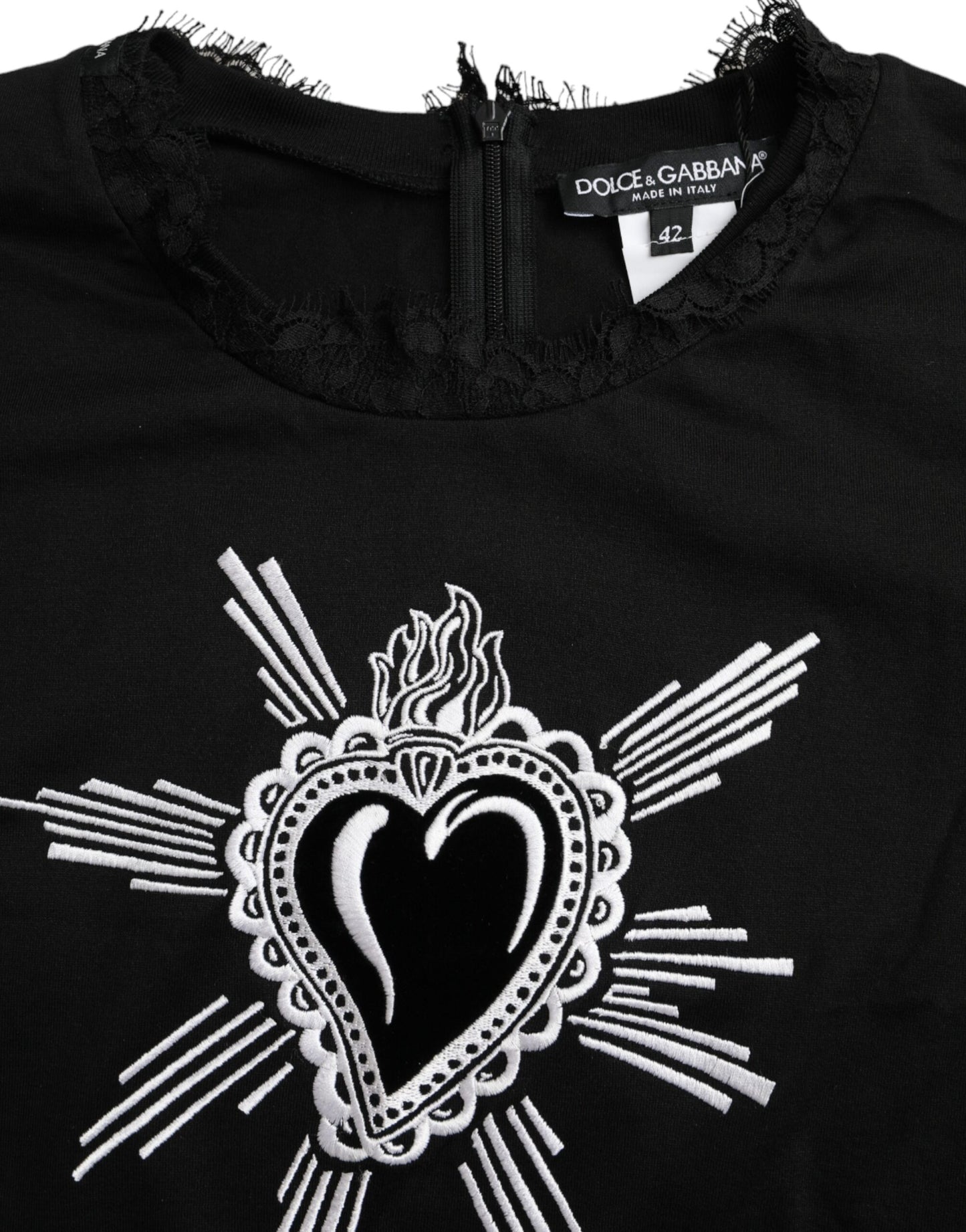 Бавовняна мереживна футболка Dolce &amp; Gabbana Black Sacred Heart