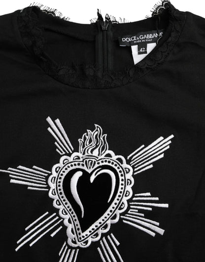 Бавовняна мереживна футболка Dolce &amp; Gabbana Black Sacred Heart