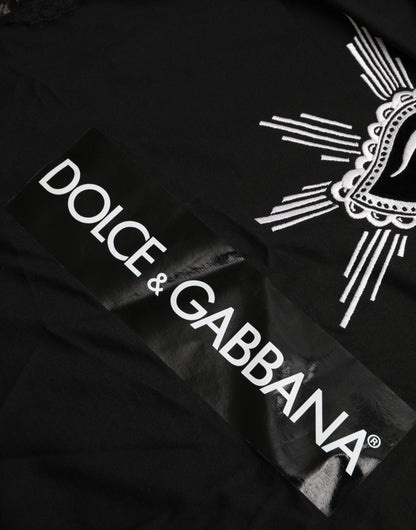 Бавовняна мереживна футболка Dolce &amp; Gabbana Black Sacred Heart