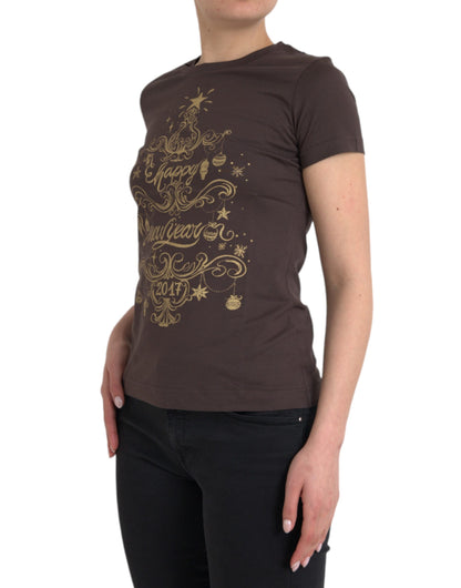 Коричнева футболка Dolce &amp; Gabbana Crewneck 2017 Motive Print