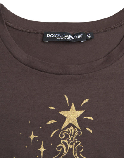 Коричнева футболка Dolce &amp; Gabbana Crewneck 2017 Motive Print