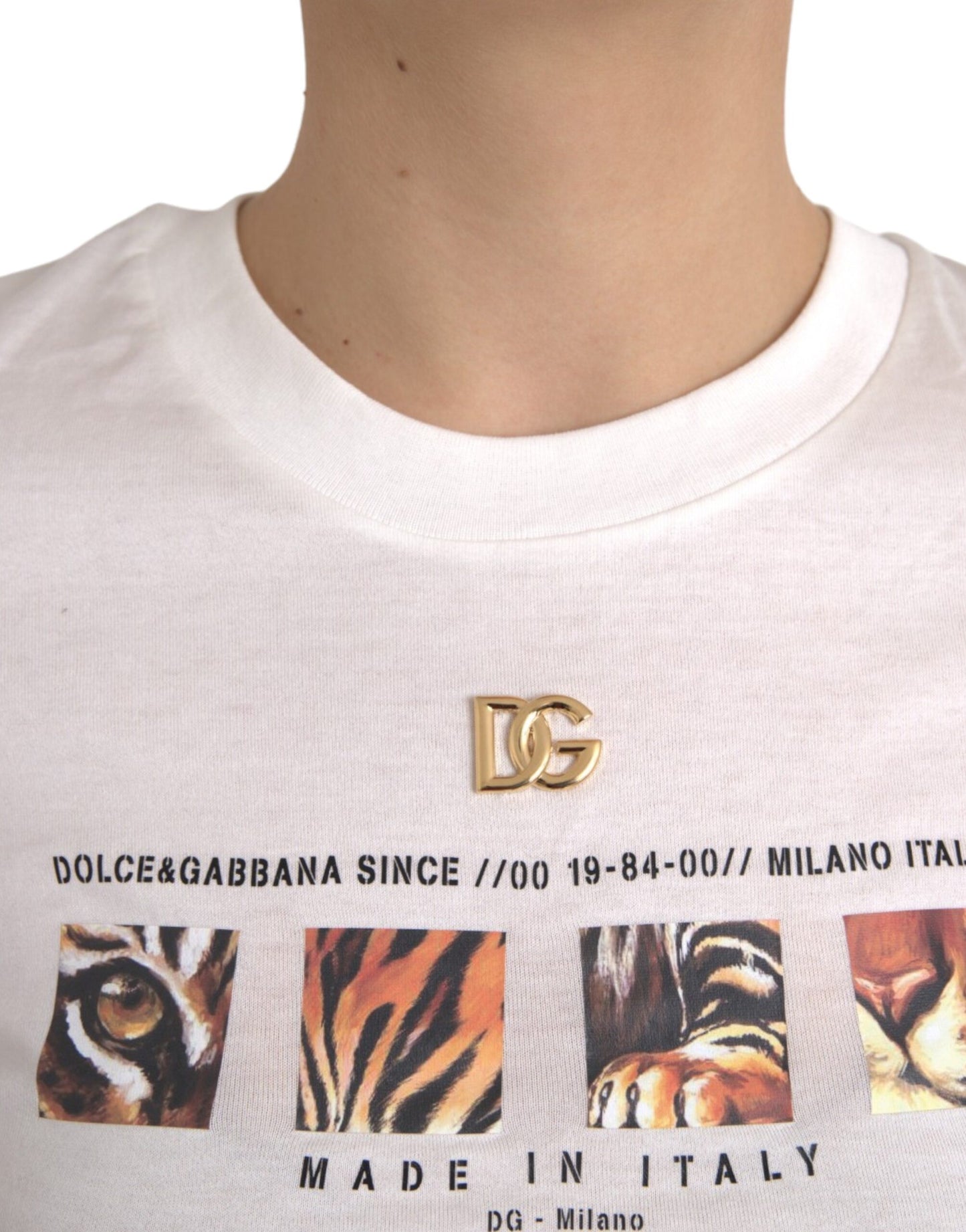 Біла бавовняна футболка з круглим вирізом і короткими рукавами Dolce &amp; Gabbana